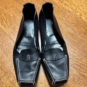 CHANEL Black Leather Loafers